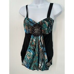 Y2K Boho Vintage Beaded Sequins Print Mesh  Crop Top Women V Neck  Camis esmeral